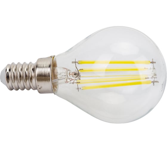 Изображение товара Светодиодная лампа General Lighting Systems Филамент прозрачный E14 8Вт 230В 660Лм 6500К Холодный белый свет Шар GLDEN-G45S-8-230-E14-6500 649979