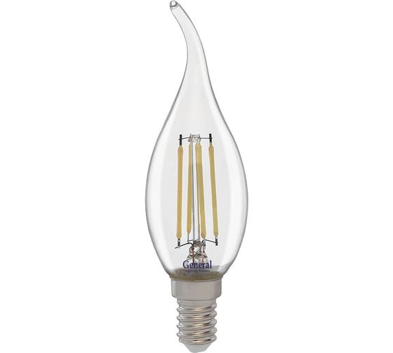 Изображение товара Светодиодная лампа General Lighting Systems Филамент прозрачный E14 8Вт 630Лм 4500К Нейтральный белый Свеча на ветру GLDEN-CWS-8-230-E14-4500 649987