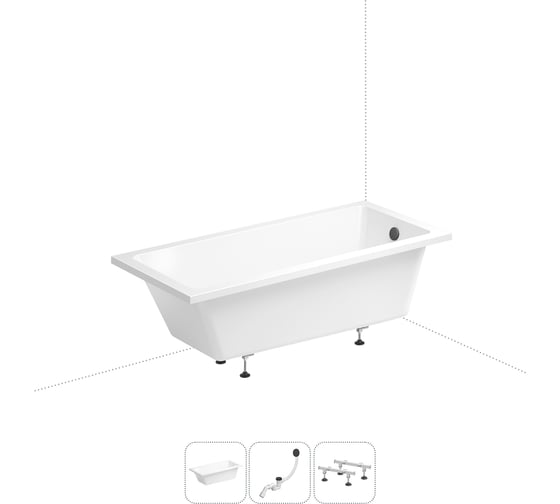 Изображение товара Акриловая ванна Wellsee FreeDom 150x80 см в наборе 3 в 1 231101007