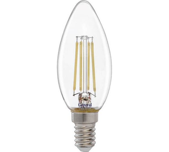 Изображение товара Светодиодная лампа General Lighting Systems Филамент прозрачный E14 12Вт 230В 930Лм 4500К Нейтральный белый свет Свеча GLDEN-CS-12-230-E14-4500 650009