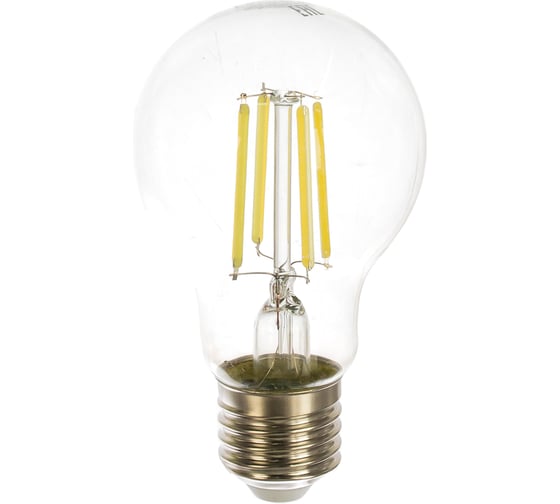 Изображение товара Светодиодная лампа General Lighting Systems Филамент прозрачный E27 10Вт 230В 960Лм 6500К Холодный белый свет Груша GLDEN-A60S-10-230-E27-6500 649300