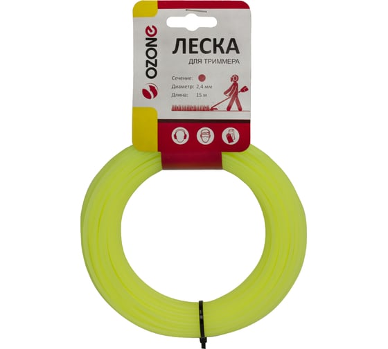 Изображение товара Леска для триммера (15 м; 2.4 мм; шестиугольник) OZONE LTR-2.4HX-15