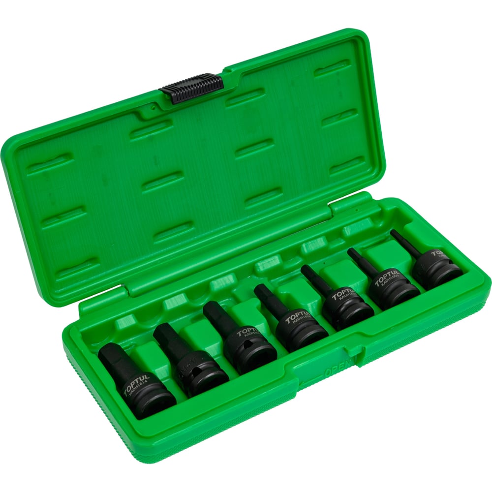 Изображение товара Набор бит 6-гранных ударных под головку 1/2 дюйма TOPTUL GDAI0702 7 предметов