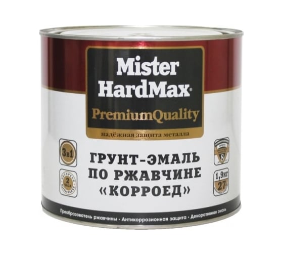 Изображение товара Грунт-эмаль по ржавчине HardMax MISTER КОРРОЕД RAL 3005 темно-вишневый, 1.9 кг 4690417071210