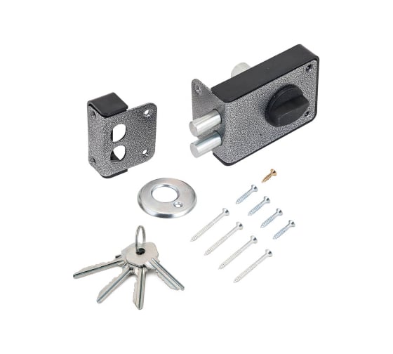 Изображение товара Накладной замок Marlok ЗН 1-3-1, 2 ригеля, корпус - металл+пластик, серебро 020600