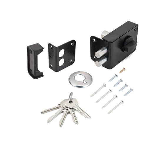 Изображение товара Накладной замок Marlok ЗН 1-3-1, 2 ригеля, корпус - металл+пластик, черный 020601