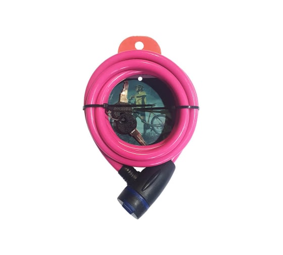 Изображение товара Тросовый замок Marlok ВС-Т диаметр 10 мм, длина 1500 мм, ключ розовый 038199