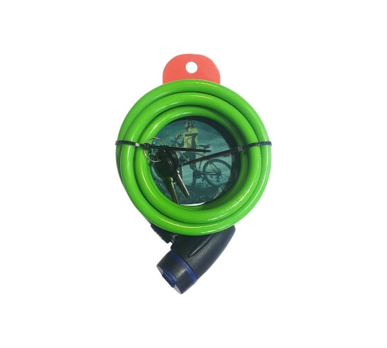 Изображение товара Тросовый замок Marlok ВС-Т диаметр 10 мм, длина 2000 мм, ключ зеленый 019491