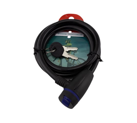 Изображение товара Тросовый замок Marlok ВС-Т диаметр 10 мм, длина 1000 мм, ключ черный 023216