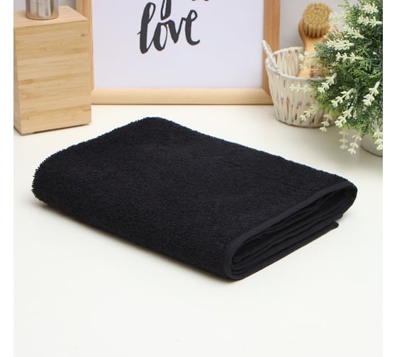 Изображение товара Полотенце махровое Этель Терри 70x140 см, черный, 100% хлопок, 430 г/м2 9690576