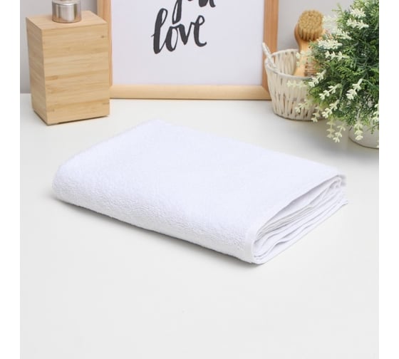 Изображение товара Полотенце махровое Этель Терри 70x140 см, белый, 100% хлопок, 430 г/м2 9690575