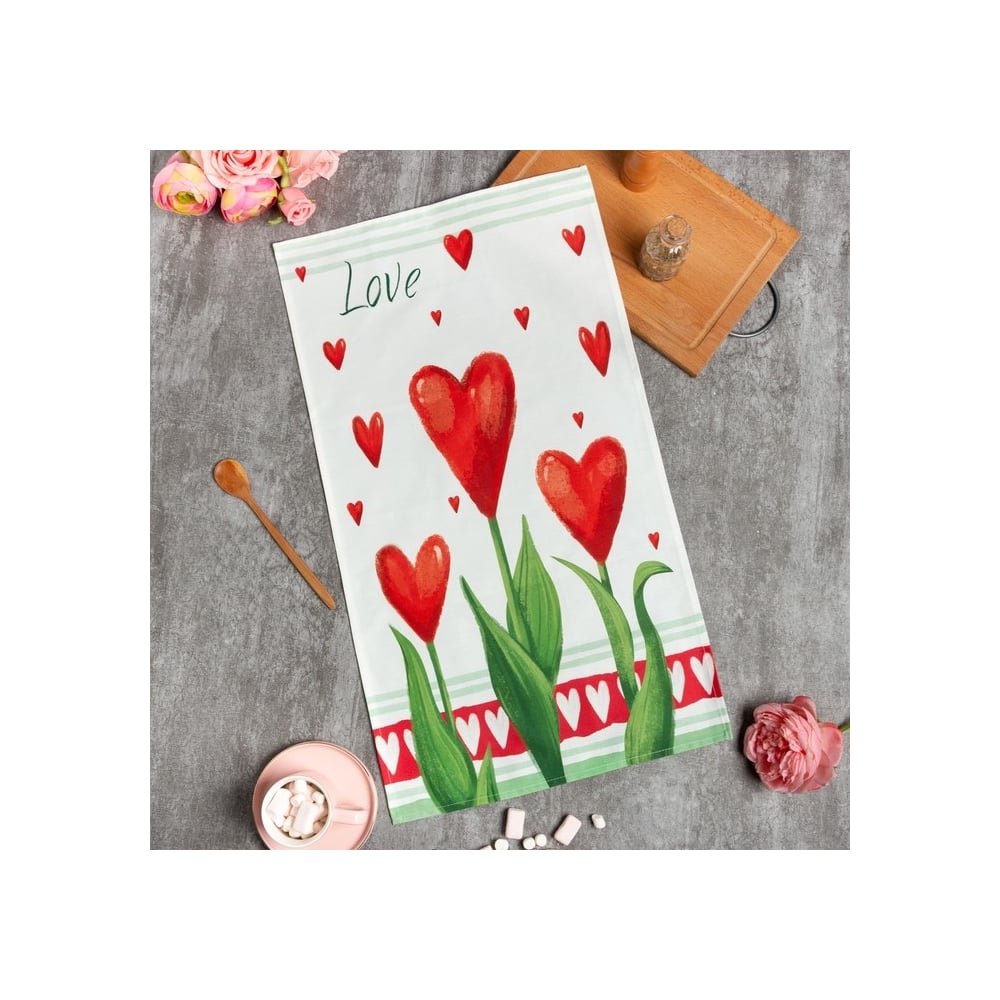 Изображение товара Полотенце Этель Цветы 40x73 см из 100% хлопка саржа 190 г/м2