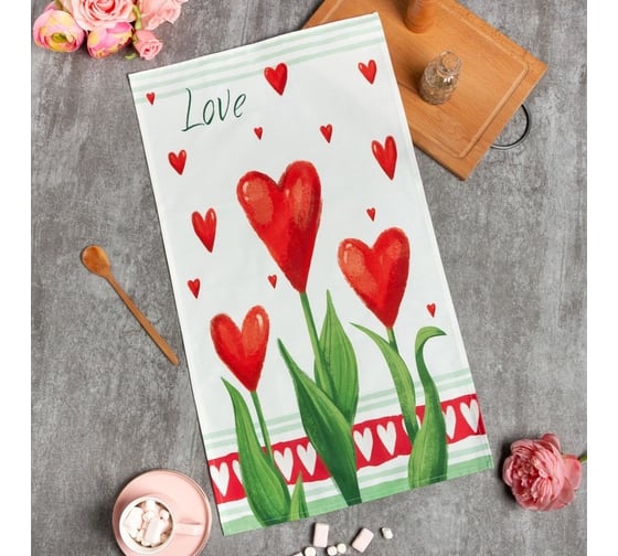 Изображение товара Полотенце Этель Цветы 40x73 см, 100% хлопок, саржа 190 гр/м2 7599087