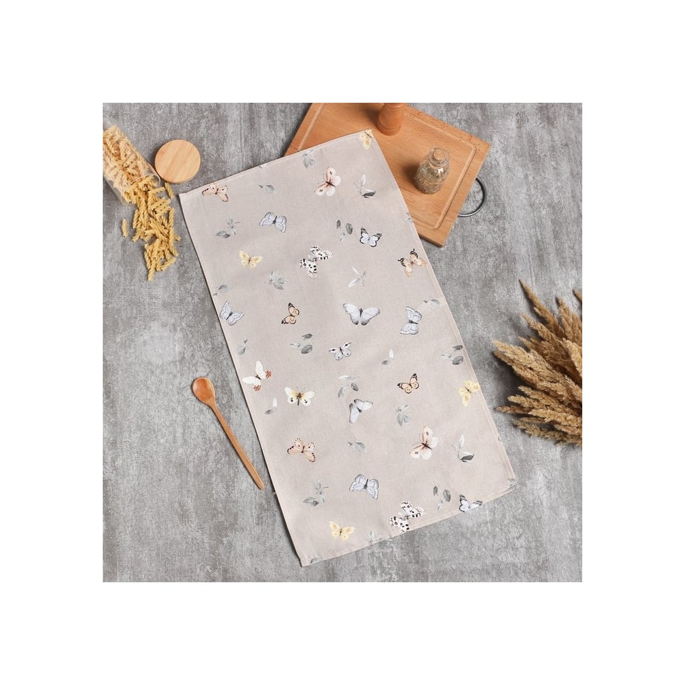 Изображение товара Полотенце Этель Butterflies 40x73 см из 100% хлопка рогожка бежевое