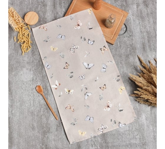 Изображение товара Полотенце Этель Butterflies 40x73 см, 100% хлопок, рогожка 186 г/м2 9590603