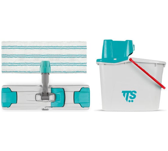 Изображение товара Набор TTS KIT UNI Junior, 14 литров ведро с отжимом с красной ручкой, рамка Uni Junior 35 см и моп Soft 00005075RK01