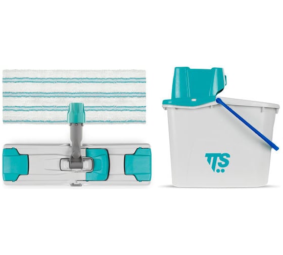 Изображение товара Набор TTS KIT UNI Junior 14 литров ведро с отжимом с синей ручкой, рамка Uni Junior 35 см и моп Soft band 00005075BK01