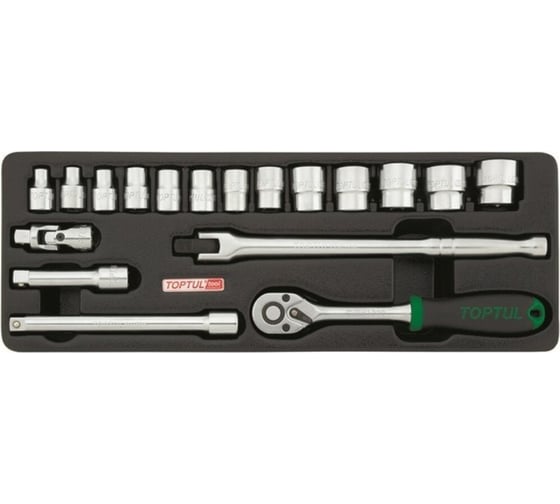 Изображение товара Набор-сет головок 6-гранных 3/8"DR, 18 предметов TOPTUL GCAT1808