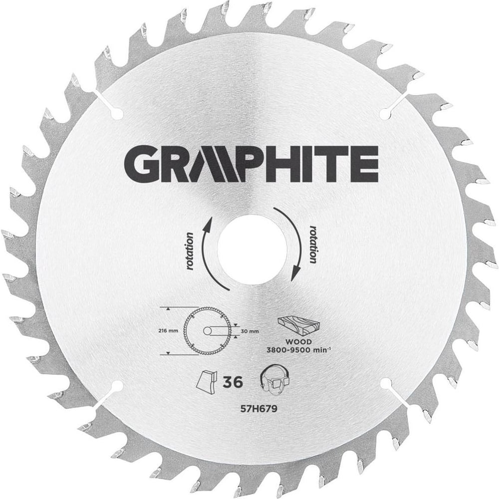 фото Диск пильный (216x30 мм; 36z; карбид кремния) graphite 57h679
