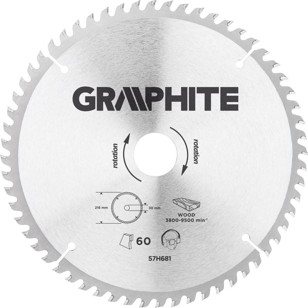 фото Диск пильный (216x30 мм; 60z; карбид кремния) graphite 57h681