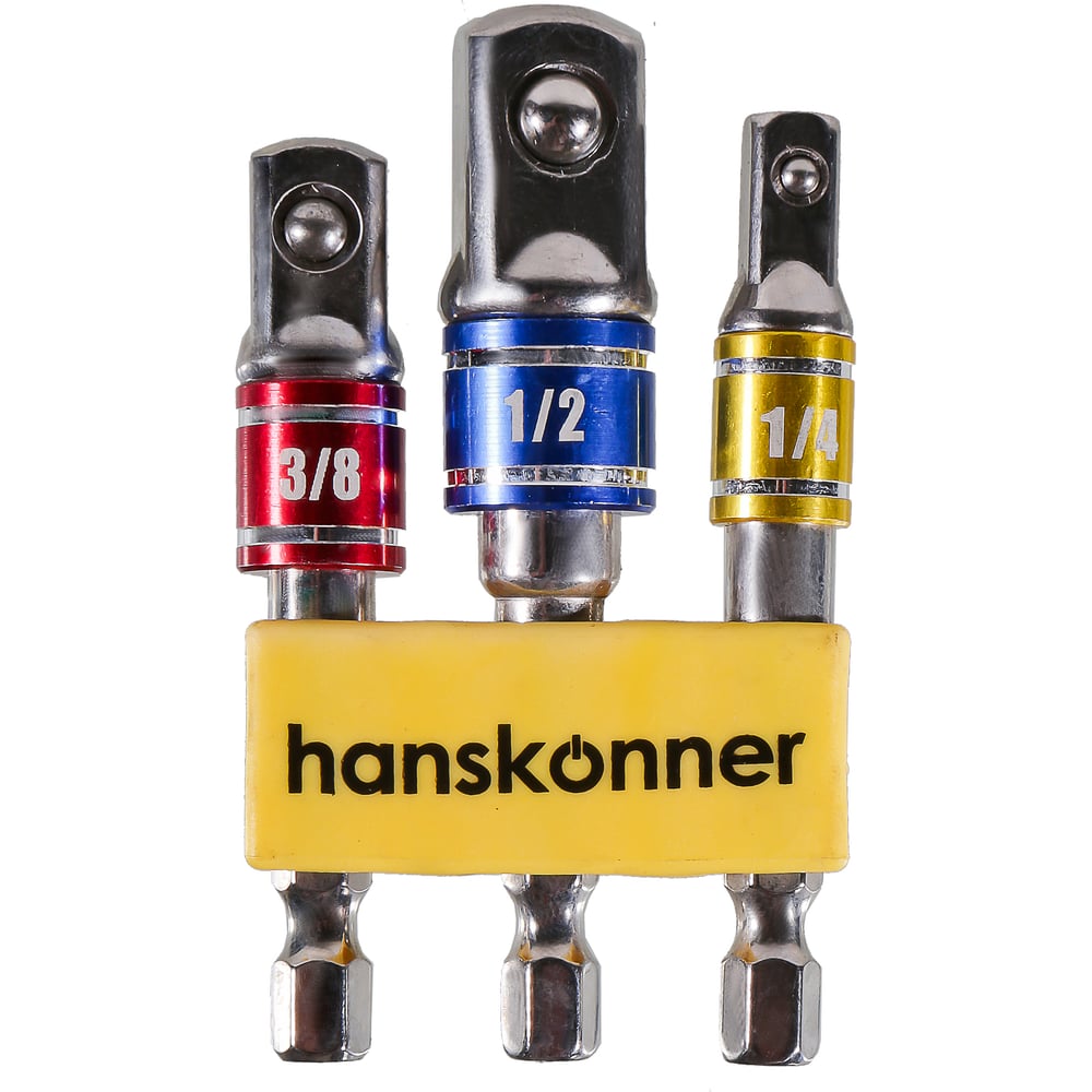 Изображение товара Набор адаптеров для торцевых головок 1/4"DR, 3/8"DR, 1/2"DR  Hanskonner HK1041-04-S3AD