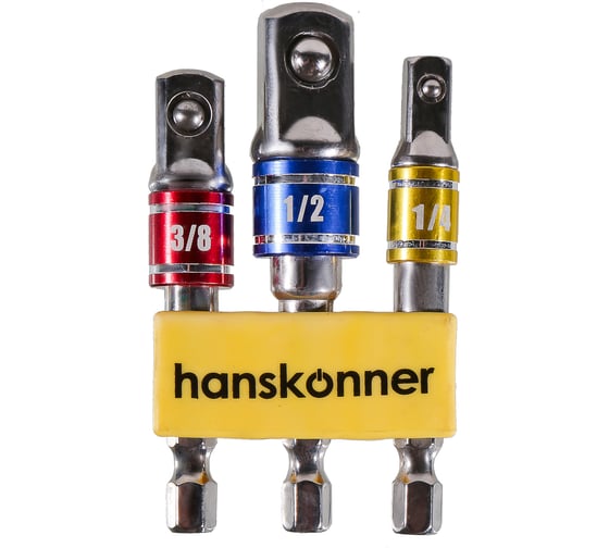Изображение товара Набор адаптеров для торцевых головок 1/4"DR, 3/8"DR, 1/2"DR  Hanskonner HK1041-04-S3AD