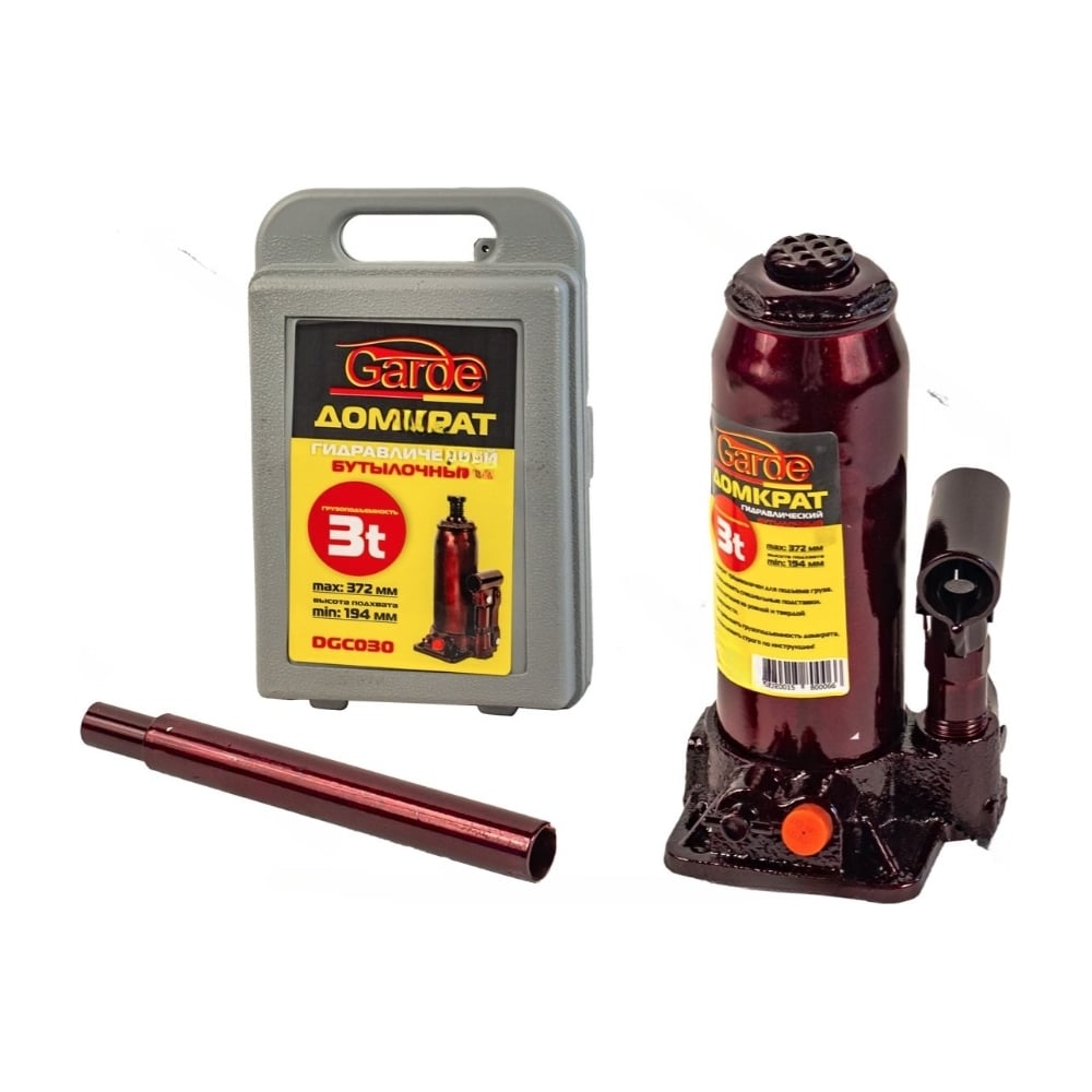 Изображение товара Гидравлический домкрат GARDE 3 т бутылочный в кейсе DGC030