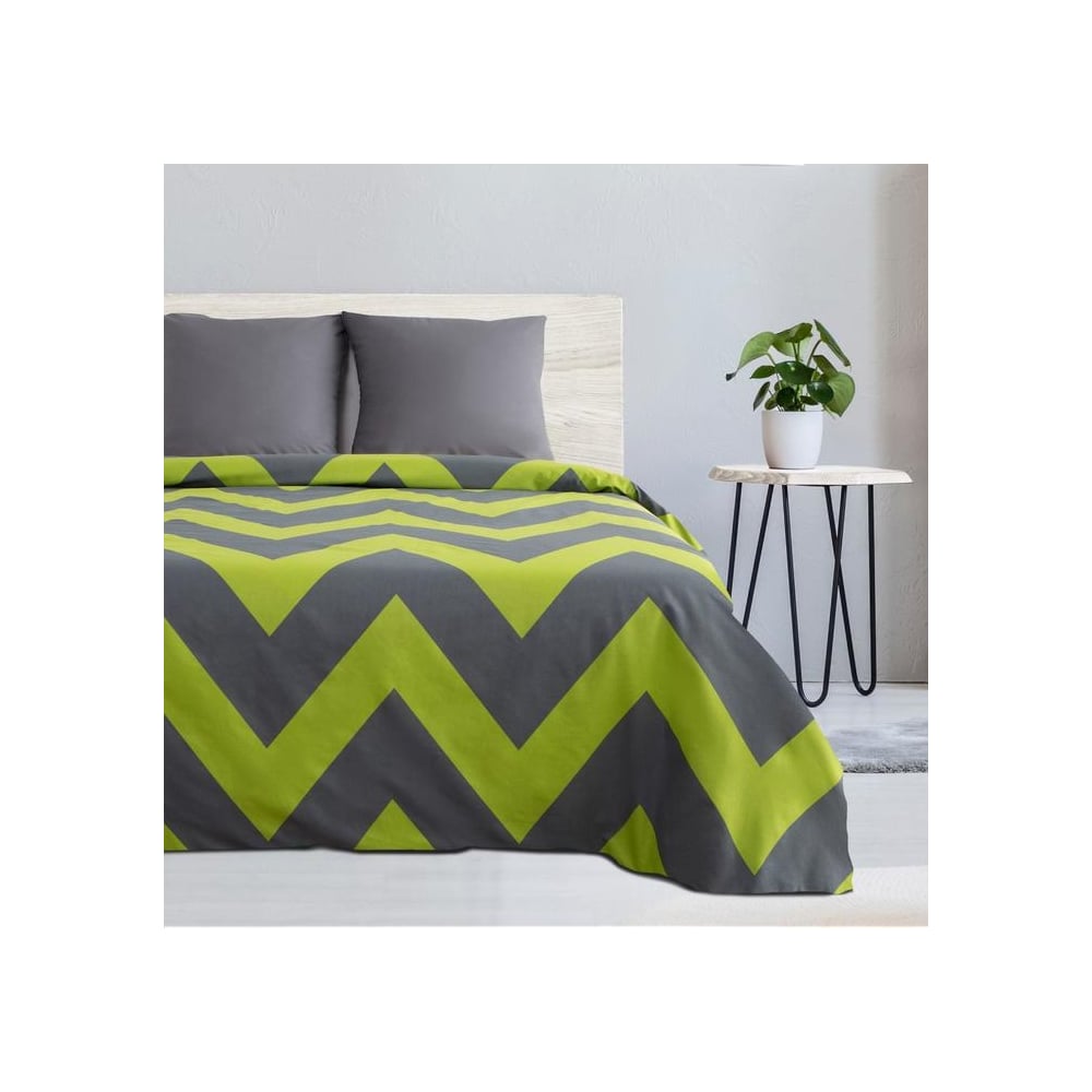Изображение товара Комплект постельного белья Этель 2 спальный зеленый шеврон поплин 175x215 200x220