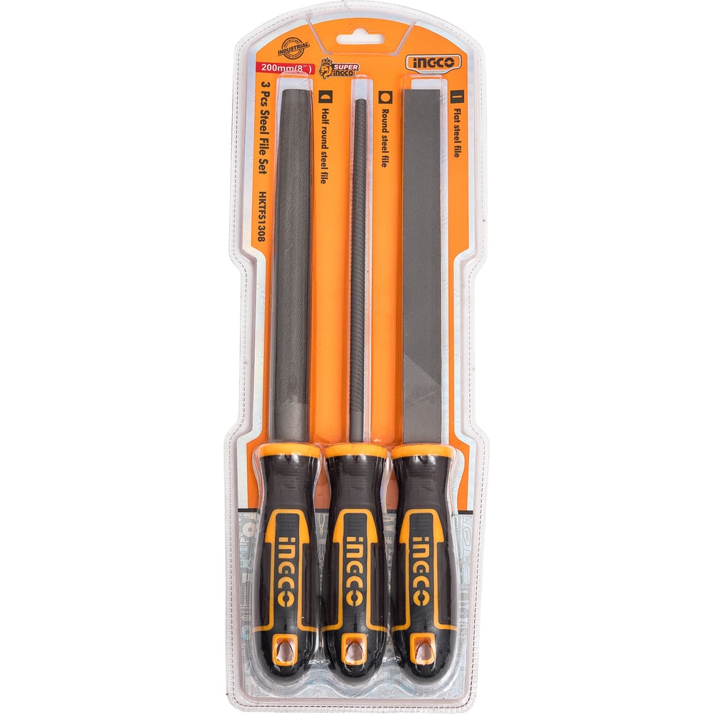 Изображение товара Набор напильников по металлу INGCO INDUSTRIAL 3 предмета 200 мм