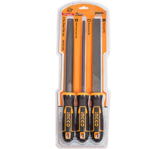 Изображение товара Набор напильников по металлу INGCO INDUSTRIAL 200 мм, 3 предмета HKTFS1308