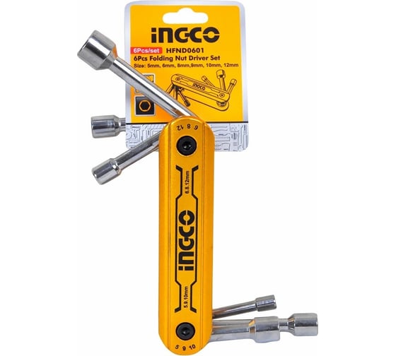Изображение товара Набор торцевых ключей INGCO складной держатель, 6 шт. HFND0601
