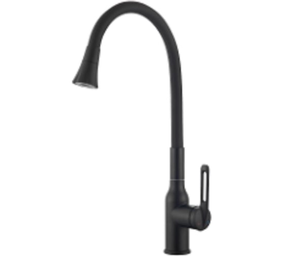 Изображение товара Смеситель для кухни из нержавеющей стали SUS 304 OUTE черный, матовый хром, с гибким силиконовым изливом T714K-300