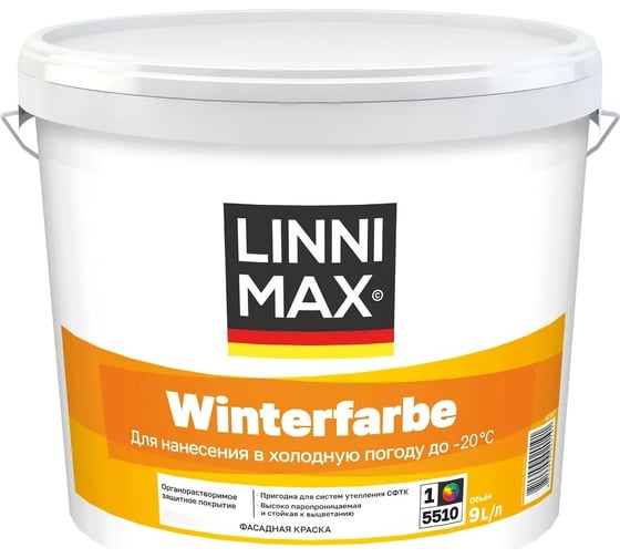 Изображение товара Краска органорастворимая для наружных работ LINNIMAX Winterfarbe / ВинтерФарбе База 1, 9 л 948105321