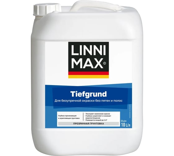 Изображение товара Грунтовка глубокого проникновения водно-дисперсионная LINNIMAX TiefGrund / ТифГрунд 10 л 948105838