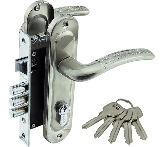 Изображение товара Замок врезной Marlok 61/LA02 3RB 3 ригеля межосевое 61,5 мм SN никель 012746