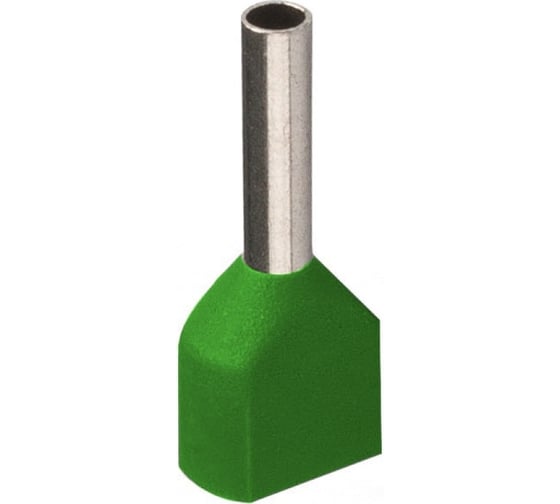 Изображение товара Наконечник IEK НШвИ 2x1,0-8, светло-зеленый, ИЭК. НГИ2, 100 шт, UTE10-D2-2-100