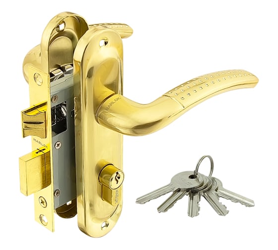 Изображение товара Замок врезной Marlok 50/LA02-ЦМ70 межосевое 50 мм ключ/ключ SB золото матовое 010886