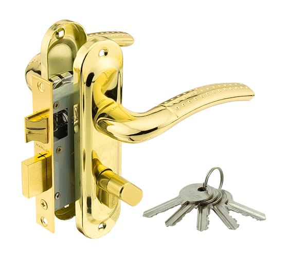 Изображение товара Замок врезной Marlok 50/LA02-ЦМВ70 межосевое 50 мм ключ/вертушка PB золото 010891