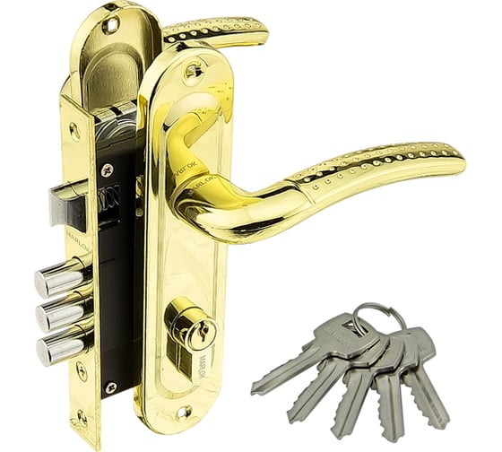 Изображение товара Замок врезной Marlok 61/LA02 3RB 3 ригеля межосевое 61,5 мм РВ золото 012744