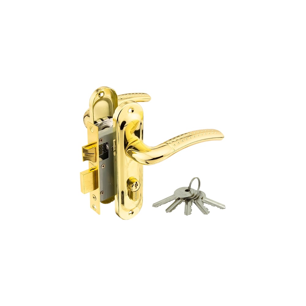 Изображение товара Врезной замок Marlok 50/LA02-ЦМ70 межосевое 50 мм золотой механический усиленный для деревянных две