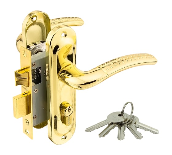 Изображение товара Замок врезной Marlok 50/LA02-ЦМ70 межосевое 50 мм ключ/ключ PB золото 010915