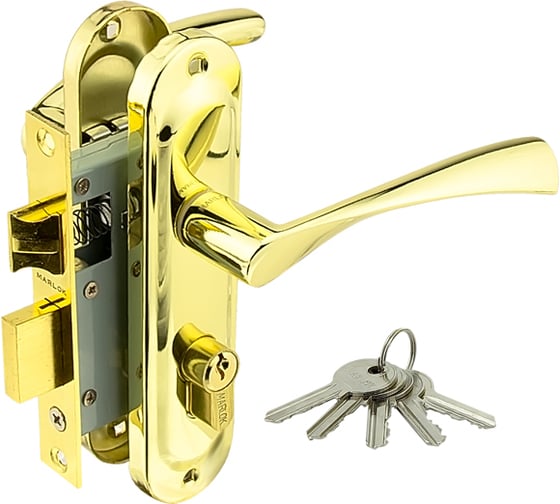 Изображение товара Замок врезной Marlok 50/L76-ЦМ70 межосевое 50 мм ключ/ключ PB золото 010897