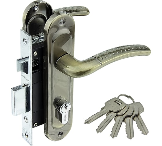 Изображение товара Замок врезной Marlok 61/LA02 межосевое 61,5 мм AB бронза 013071