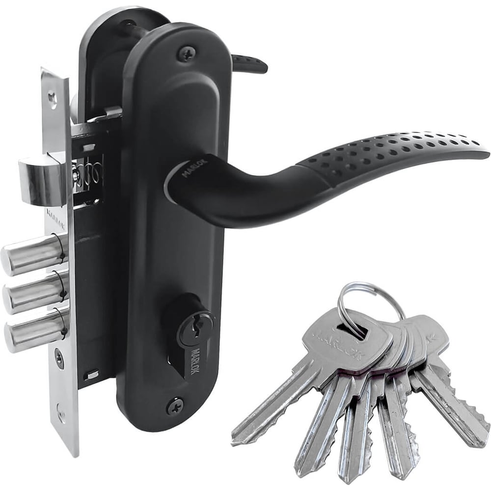 Изображение товара Врезной замок Marlok 61/LA02 3RB 3 ригеля черный для деревянных дверей