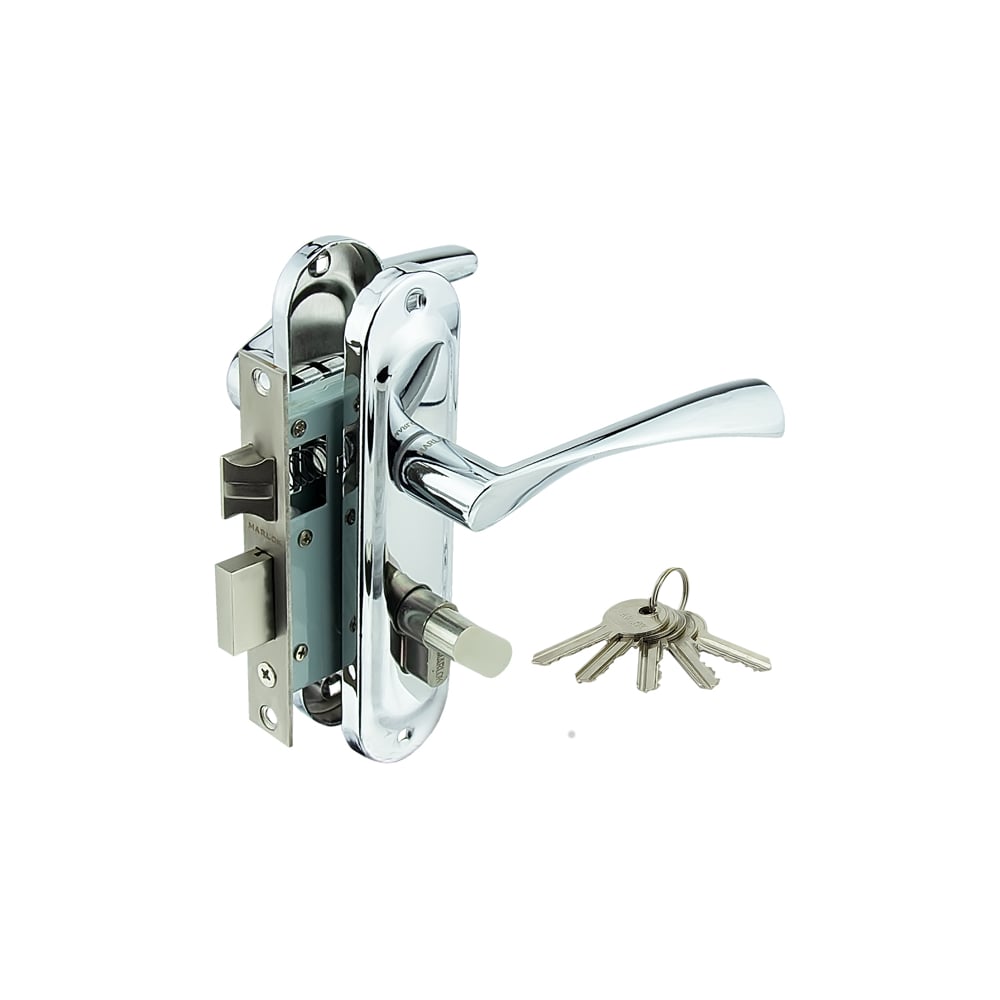 Изображение товара Замок врезной Marlok 50/L76-ЦМВ70 межосевое 50 мм ключ/вертушка CP хром 010904