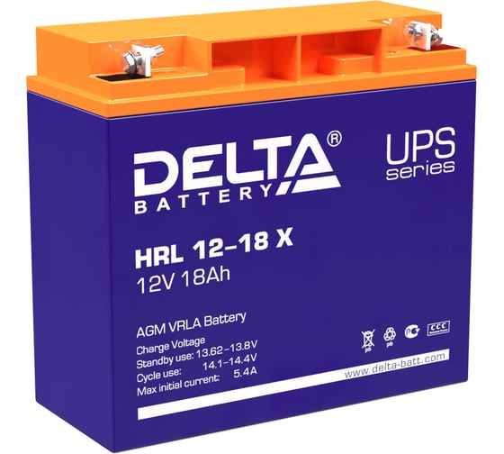 Изображение товара Батарея аккумуляторная Delta HRL 12-18 Х