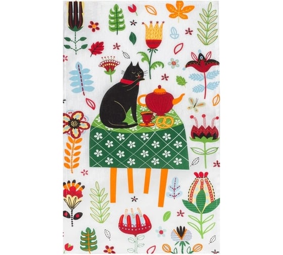 Изображение товара Полотенце Доляна кухонное Кошечка 35x60 см, 100% хлопок, 160 г/кв.м 4136476