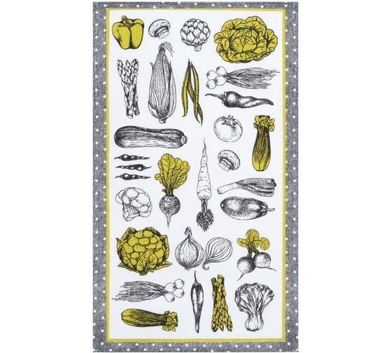 Изображение товара Полотенце Доляна Овощи 35x60±2 см, 100% хлопок, рогожка,162г/кв.м 4017258