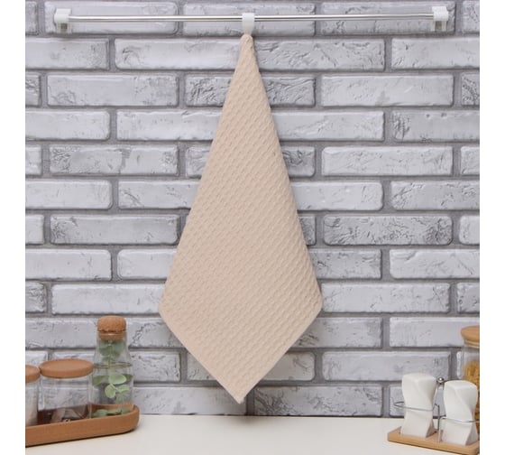 Изображение товара Полотенце Доляна бежевый 35x60 см, 100% хлопок, крупная вафля 220 г/кв.м 4576496