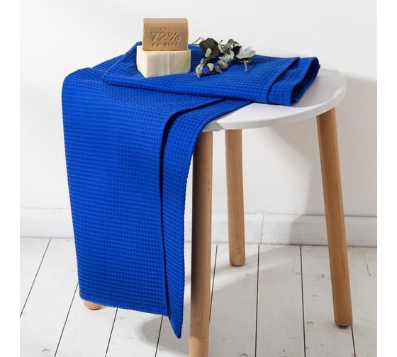 Изображение товара Полотенце вафельное Этель 70x140 см, ярко-синий, 100% хлопок, плотность 240 г/кв.м 6250186